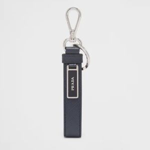 Prada Saffiano Leather Keychain (new) - Baltic Blue